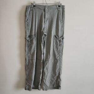 American Eagle Light Olive Sage Green Super High Rise Baggy Wide Leg Pants Cargo